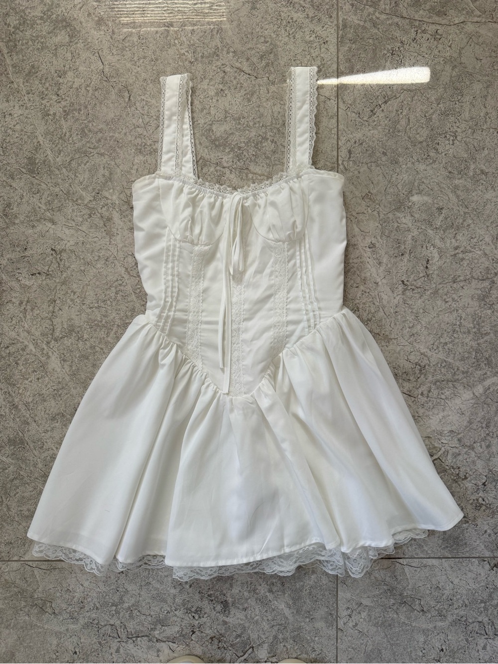 White Lace-Trim Corset Mini Dress size S